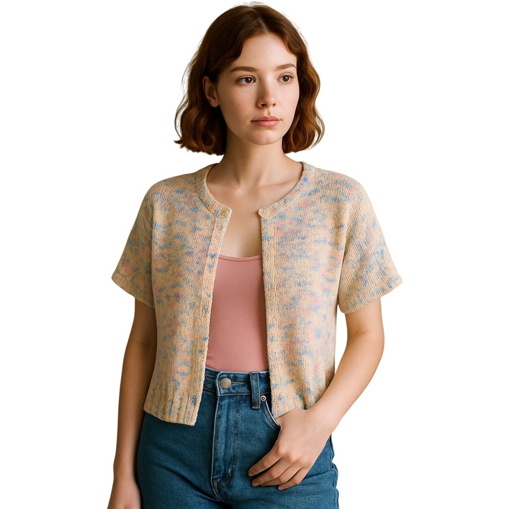 LIZ CLAIBORNE LIZSPORT Pastel Speckle Knit Cardigan Top Cottagecore L‎